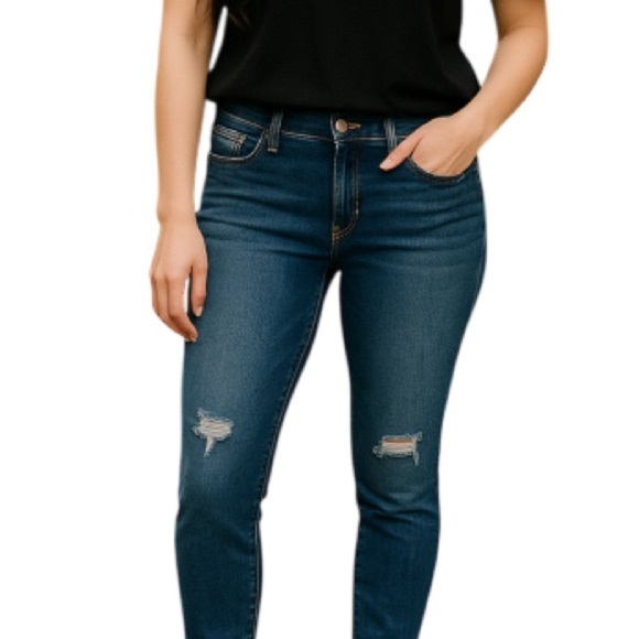 AOS Articles of Society Christina Skinny Jeans Blue Distressed Mid Rise Baddie 6 - Picture 1 of 10